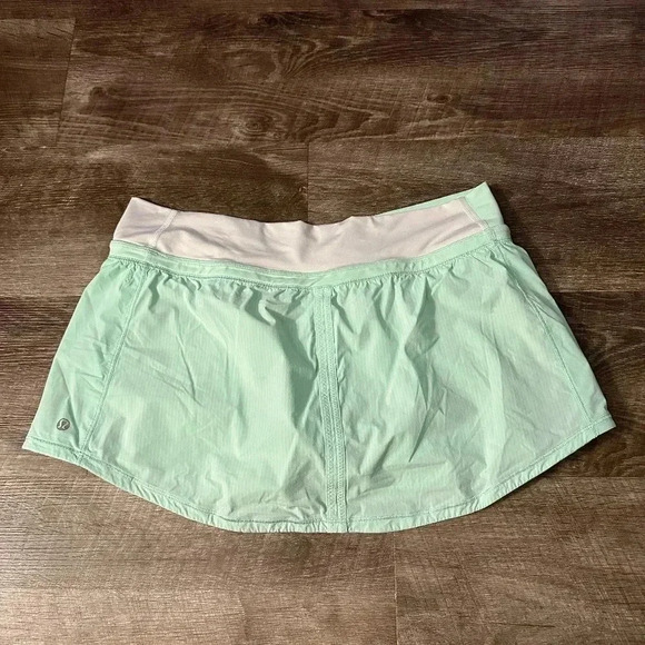 Lululemon Run Pace Skirt Wagon Stripe Fresh Teal/White size 10 tennis run skort - Picture 5 of 10